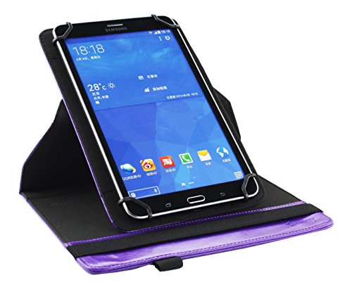 Emartbuy® Alcatel OneTouch Pixi 3 10 Zoll Tablet Universal ( 9 – 10 Zoll ) Lila Premium PU Leder 360 Grad Rotierende Stand Folio Geldbörse Tasche Hülle + Lila Eingabestift - 6