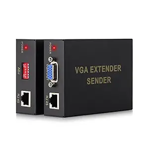 Microware Black VGA Extender 100 Meters RJ 45 + Video Extender + VGA Sender and Receiver Transmitter