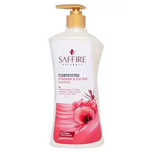 Saffire Naturals Rosemary & Tea Tree Shampoo | Enriched with Neem & Tulsi Extracts | Anti-Dandruff | All Hair Type | 450 ml