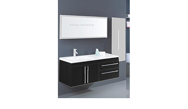 Meuble Salle De Bain Contemporain Neoma Noir 130x50x52 Sans Vasque Ni Miroir Ni Colonne Amazon Fr Cuisine Et Maison