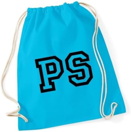 Custom Personalised Initials Cotton School Gym Sack Bag Pumps Shoes Storage Gift (Surf)