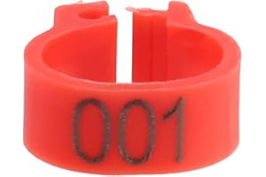 HEEPDD Bird Leg Rings, 100Pcs 8MM Numbered Plastic Leg Bands for Birds Color Red for Pigeon Chicken Avian Identification Tracking Ring for Breeding Farming Exhibitions
