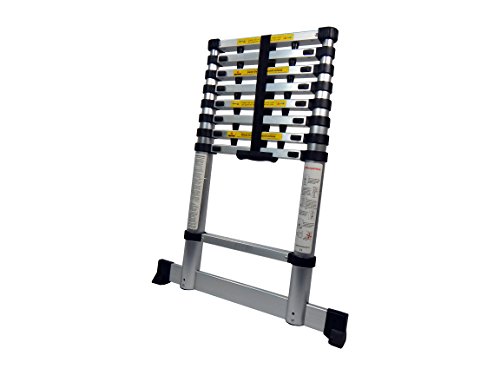 King Ladder 2,6 Meter Teleskopleiter mit Fingerklemmschutz und Standfuß, Anlegeleiter, Aluleiter, ausziehbare Leiter, Mehrzweckleiter - 3