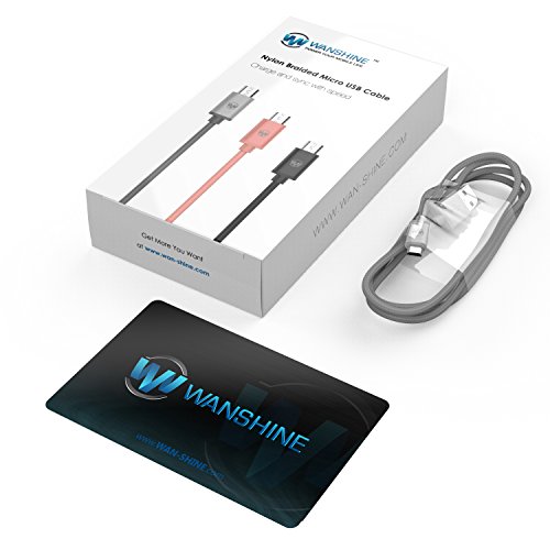 Wanshine 3.3ft Nylon Braided Tangle-Free Micro USB Cable for Android, Samsung, HTC, Nokia, Sony and More(Silver) - 6