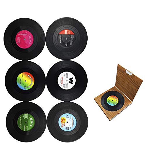 Dooppa, 6 posavasos retro de disco de vinilo con estilo de música clásica