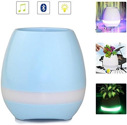 Bluetooth Speaker Pots, LED Waterproof Plant Flower Pots, Plants Playing Piano Rechargeable Bluetooth Speakers Pots , blue