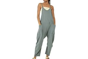 BRONG Latzhose Damen Arbeitshose Lose Ausgebeult Ärmellose Overalls Frauen Einstellbar Lätzchen Hose Zwanglos Damen Jumpsuit Langes Weites Bein Spielanzug Hose mit Großer Tasche Strampler