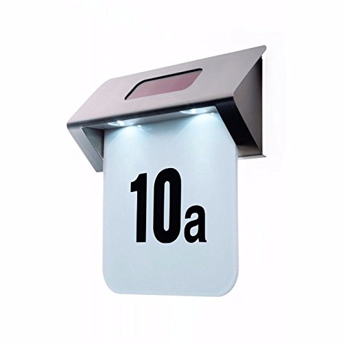 Preisvergleich Produktbild Edelstahl Design Hausnummer LED beleuchtet Wand Lampe Solar Hausnummernleuchte Metall