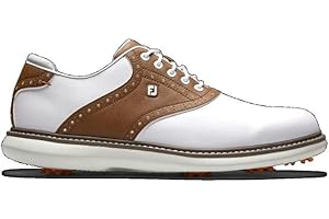 FootJoy Traditions, Zapatos de Golf Hombre, Blanco/Tan, 42.5 EU