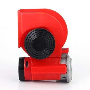 AUTO MT Super Loud Car Motorcycle Truck 12V Red Compact Dual Tone Electric Pump Air Loud Horn Vehicle