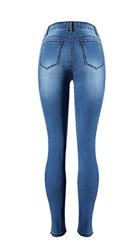 iRachel Damen Jeans Hose Skinny Röhrenjeans Bleistifthose Hose Denim Dünn Ripped Loch Bleistift Hose - 2