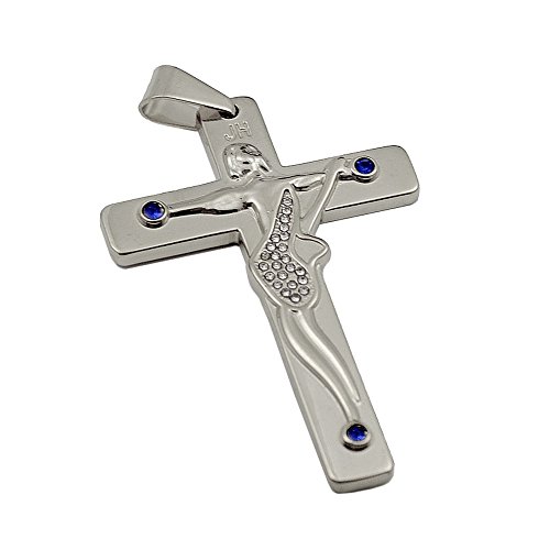 Inconnu Johnny Hallyday Ciondolo Croce chitarra Acciaio 316 consegna immediata cavo + Borsa