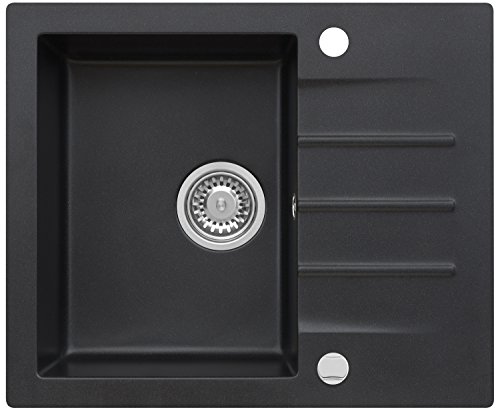 Axis Kitchen Mojito 20 Küchenspüle Farbe Axis Night Glow Schwarz Metallic Material Axigranit 45er Unterschrank Spülbecken Siphon, Exzenterbedienung, Ausschnittschablone