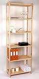 Made in Germany Holzregal 204 x 68 x 34 cm Kiefer massiv, 6 Böden, Marke: Szagato, (Standregal, Küchenregal, Bücheregal, Wohnregal für Kinderzimmer Echtholz-Regal Kieferregal natur)