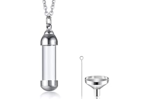 HZAOPZE 1 PCS Gioiello Collana con Ciondolo Bottiglia Apribile in Vetro e Acciaio Inox per Utilizzato per commemorare e ricordare Animali Domestici e Persone Care decedute, Argento,40cm