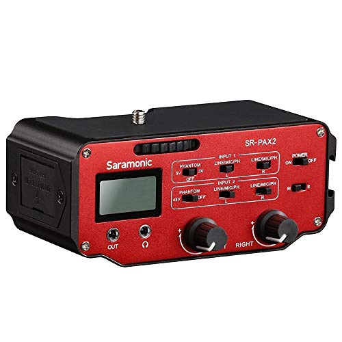Hubert Mic Saramonic SR-PAX2 Audio Adapter mixer Preamplifier Two XLR and Two 3.5mm Jack for Camcorder Recorder News Gathering Micro Film