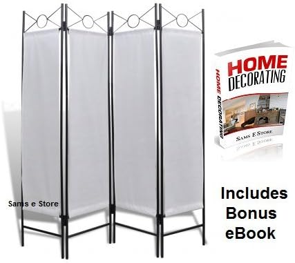 Panel Screen Room Divider Living Room Bedroom Privacy White Foldable 1.6m x 1.8m Iron Frame