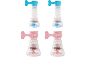 HLIWS 4 Pièces de Robinet Rotatif à 360 Degrés Filtre,Dispositif d'économie d'eau du robinet, d'eau à économie d'eau et anti-éclaboussures pour la cuisine et la salle de bain(rose,bleu)