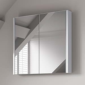 600 x 650 mm Modern Gloss White Bathroom Mirror Cabinet Storage ...
