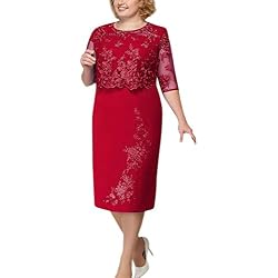 Vectry Vestido Largo Encaje Vestidos Fiesta Tallas Grandes Vestidos De Fiesta Largos Elegantes Vestidos Casuales para Mujer Vestidos Tallas Grandes Mujer Verano Vestidos Boda De Dia Vestidos Rojo