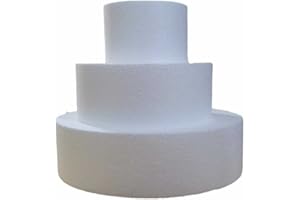 Set of 3 Round Polystyrene Bases Height 10 cm (1 Polystyrene 15 cm H10-1 Polystyrene 25 cm H10-1 Polystyrene 35 cm H10) Fake Cake Kit