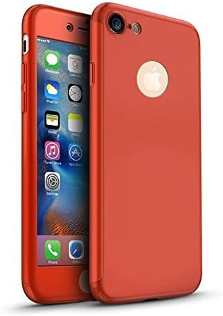3Pcs Hybrid 360 Degree 3 in 1 Front Back Shockproof iPhone 6 6s Plus Case Hard Cover with Tempered Glass Protector For Apple iPhone 6 6s Plus (iPhone 6 6s Plus 5.5", Red)