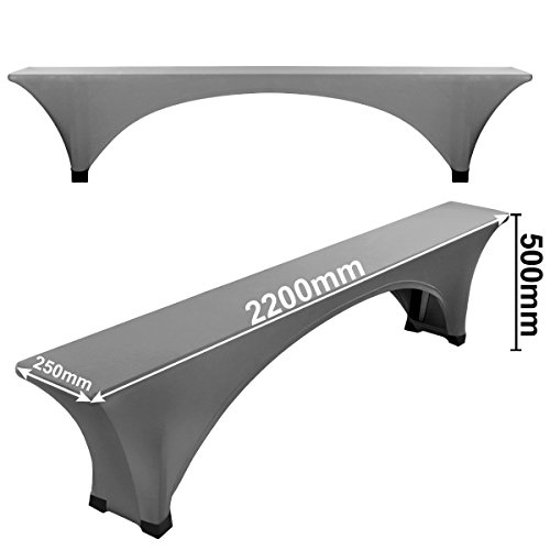Gräfenstayn Stretch Biertischhusse Leopold 3er Set für Bierzeltgarnitur -70cm oder 50cm Tischbreite- Bierbankhussen (50 x 220 cm, Anthrazit) - 3
