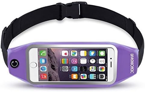uFashion3C Running Belt Bag / Waist Pack with Zipper, Phone Holder, Key Holder, for Nexus 6, 6P, iPhone 6, 6S, 6 Plus, 6S Plus, Samsung Galaxy S5, S6, S7, Edge, Note 2, 3, 4, 5 (Purple)