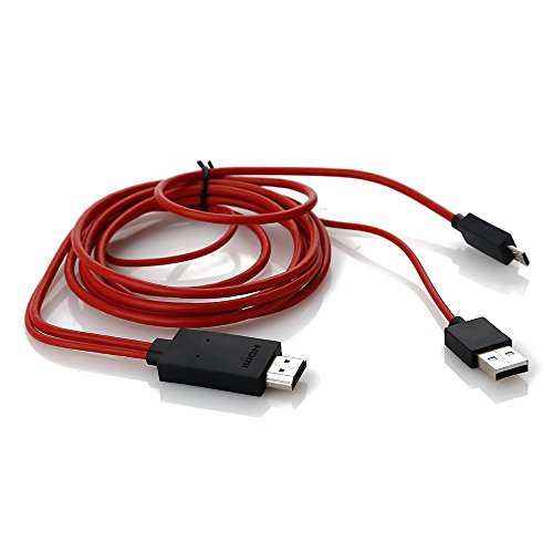 Lenuo 2M MHL USB to HDMI HD TV Kabel 200cm MHL Micro USB auf HDMI 1080P HDTV Adapter Kabel für Samsung Galaxy S4 S3/SIII/i9300, Note2/N7100 für HD Filme, Fotos, Präsentation oder Musik-rot