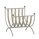 Revistero DRW - Revistero de Tiras en Hierro Forjado en Blanco decape y Dorado 39x37,5x42cm