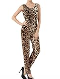 Allegra K Damen Ärmellos Leopardenmuster Freizeit Overall Hose - Braun, Damen, M (40)