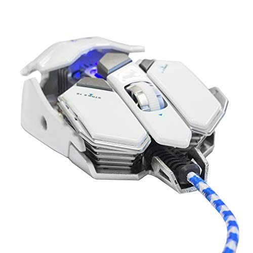 Woxter Stinger GX 250 M White -Ratón gaming profesional (Estructura metálica,AVAGO 5050,Diseño transformer,Macros,Rueda 3D,Resolución hasta 2000 DPI,Retroiluminado  4 colores/10 botones programables)