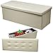 chinkyboo 110cm x 38cm x 38cm Large Double Faux Leather Ottoman Folding Storage Pouffe Toy Box Foot Stool Seat
