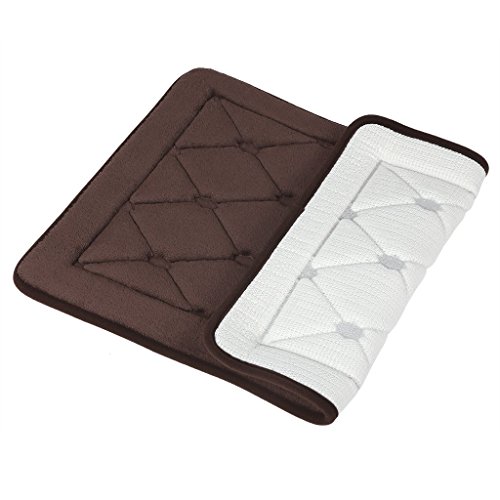 LANGRIA Badematte 17''x24 '' Schnell Trockend und Lüftend Badvorleger Memory Foam Weiche Bequeme Wasser Absorbent Duschvorleger, Moderne korallenrote-Vlies Oberfläche, Rutschfeste Teppich für Schlafzimmer, Küche, Flur, Tür (Braun)