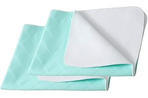 Beedsooth Juego de 2 Empapadores Cama Adultos,Almohadilla Protectora Absorbente Almohadillas Reutilizable Impermeable, Lavables 86x132cm, Toda la Familia,Verde