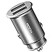 Produktbild Auto-Ladegerät,ROCK Mini USB Auto Adapter KFZ Ladegerät 2-Port 24W 5V / 4.8A mit Aluminium-Legierung Gehäuse für iPhone X / 8/7 / 6s / Plus, iPad Air / Mini, Galaxy S9 / S8, Huawei P20 Pro/ Mate 10 Pro/ Huawei P10 usw(Silber)