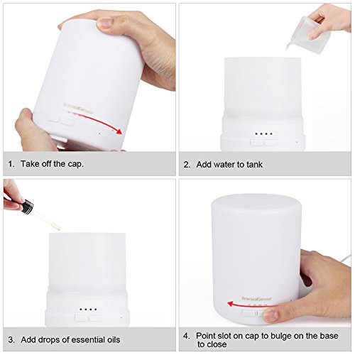 InnoGear 300ml Aroma Diffuser ätherisches Öl Diffusor tragbarer Ultraschall Aromatherapie Diffusoren mit Farbe LED Lichter ändern und wasserlose Auto Abschaltung Funktion - 7