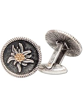 Alpenflüstern Trachten-Manschettenknöpfe Edelweiß bicolor-farben API035