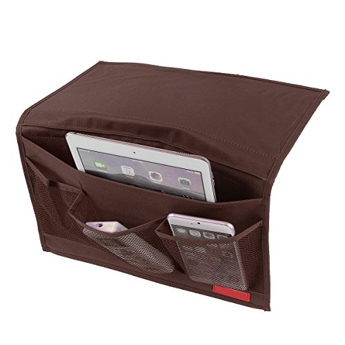 Bettablage Betttasche Sofa Aufbewahrungstasche Bed Organizer, SOONHUA Nacht Caddy-Speicher-Organisator-hängender Beutel für Buch Fernbedienung Handy Tabelle Cabinet Magazin Buch Caddy (Coffee) - 2