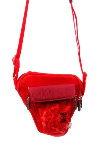 DURAGADGET Sac rouge motif fleurs pour Nikon Coolpix P610 et L840  Canon PowerShot SX410 IS et Pentax XG-1 appareils photo Bridge et petits accessoires   bandouli  re amovible