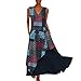 Produktbild Damen Kleider Maxi Sommerkleid Maxikleid Ärmellos Böhmischer Sommerkleider Langes Elegantes Strandkleider Türkischer Stil Boho Strandponcho Lose Kleid (M/EU:38, Marine)