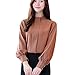 Produktbild BHYDRY Frauen Kurze Büro Arbeitskleidung Stehen Hals Chiffon Shirts Langarm Casual Tops (2XL,Beige)