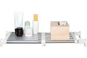 ARIIKON Verstellbarer Kleiderschrank Einlegeboden Schrankregal Regaltrenner Ohne Bohren Edelstahl-Stangen Teleskopregal Klemmregal DIY Separator für Küche, Badezimmer, Schlafzimmer, Elfenbein