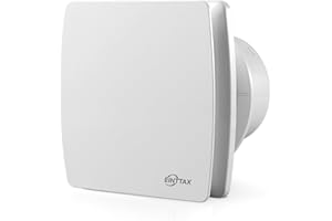 EINTTAX Ventilateur extracteur de salle de bain silencieux 100 mm blanc carré 95 m³/h, ventilateur mural ou sur fenêtre pour cuisine, salle de bain, toilettes, 12 W, 34 dB, étanchéité IPX4 (sans