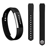 happytop Armbanduhr Band Echt Leder Armband Armband Handgelenk Armbanduhr Ersatz für Fitbit Alta Tracker S schwarz