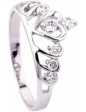 Skyllc® Mode Sterling Silber Herz-Prinzessin Crown Ehering