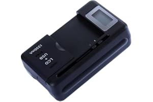 PANLOUTING 2in1 USB + CA100-240V Caricabatterie | Universale Caricabatterie per Telefono Cellulare per Batterie 32-50mm | Con Schermo LCD | Caricabatterie USB per Fotocamera DSLR Telefono Cellulare