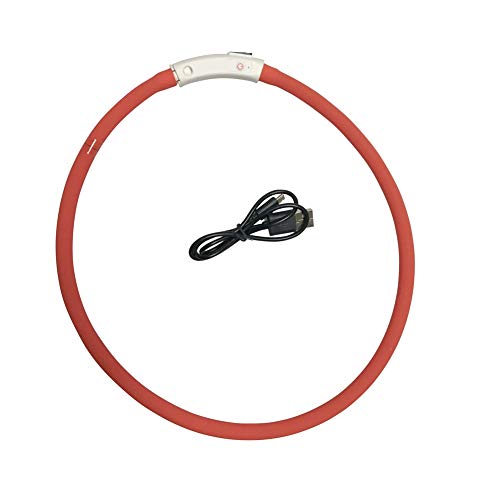 Etophigh LED Dog Collar,USB Rechargeable Safe Warn Adjustable Silicone Collar Flashing LED Dog Safety Collar for All Dog, Cat and Pets