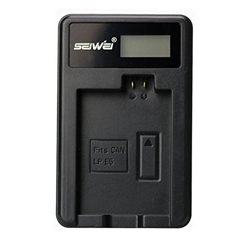 LP-E5-S Chargeur de Batterie pour Un Seul Chargeur LCD pour Canon EOS Rebel XS  Rebel T1i  Rebel XSi  1000D  500D  450D
