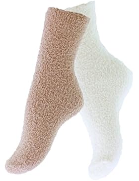 2 oder 4 Paar flauschige Kuschelsocken, Dicke warme Socken in verschiedenen Trendfarben